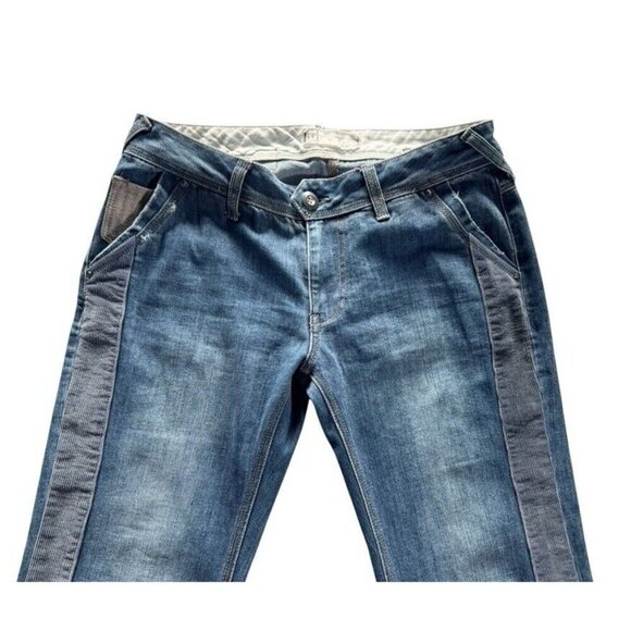 Free People Woman's Sz 27 Low Rise Flared Jeans with Corduroy Stripe Leg - Picture 3 of 11